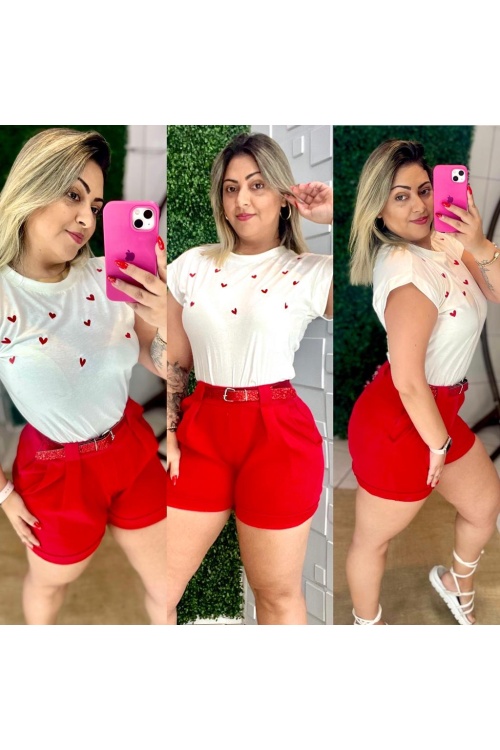 SHORT ALFAIATARIA PAULA VERMELHO